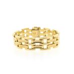 Gouden Bismarck schakel armband | 18,5 cm, Ophalen of Verzenden, Gebruikt, Overige kleuren, Goud