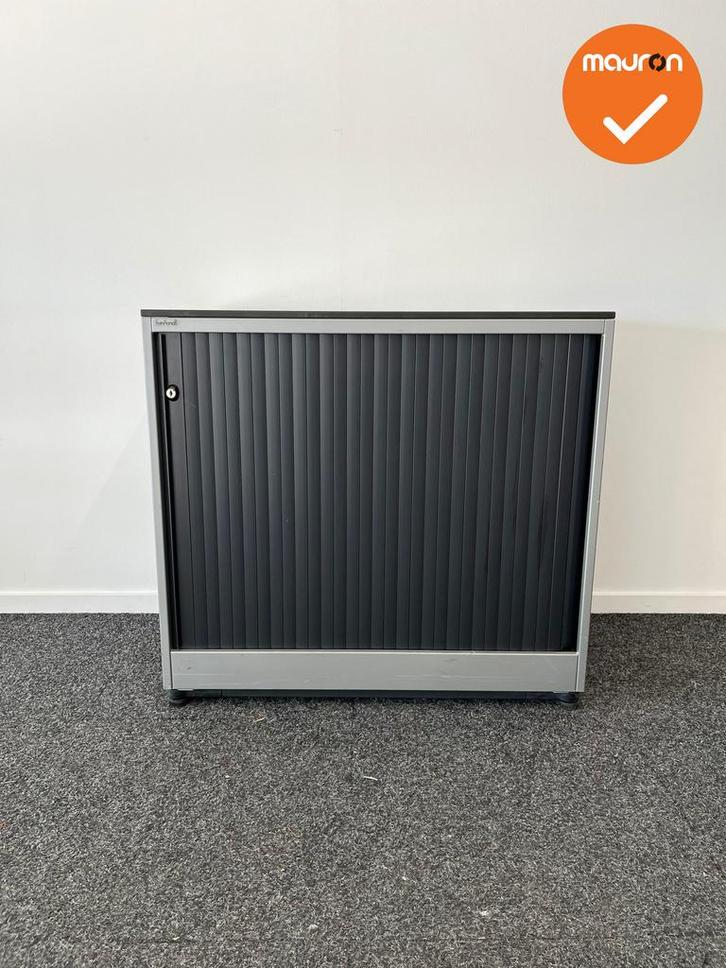 Roldeurkast - Ahrend - 74x80x45cm - Zilvergrijs met zwarte k, Zakelijke goederen, Kantoor en Winkelinrichting | Kantoormeubilair en Inrichting