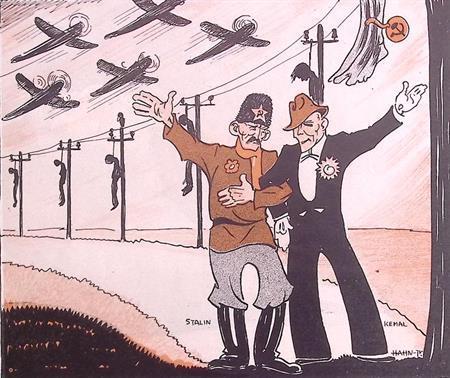 Stalin en Mustafa Kemal Atatürk? op spotprent (lijst optie), Antiek en Kunst, Kunst | Litho's en Zeefdrukken, Verzenden