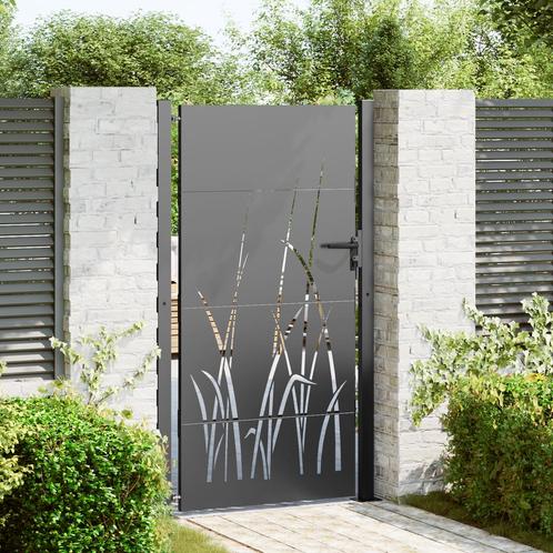 vidaXL Tuinpoort Zwart 105 x 175 cm Poedercoated staal, Tuin en Terras, Tuinpoorten, Nieuw, Verzenden