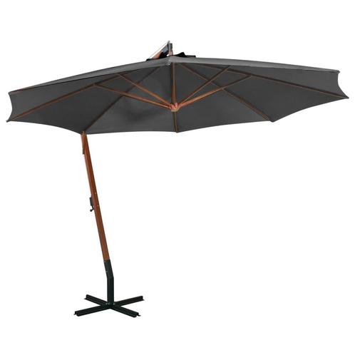 vidaXL Zweefparasol met paal 3,5x2,9 m massief vurenhout, Tuin en Terras, Parasols, Nieuw, Verzenden