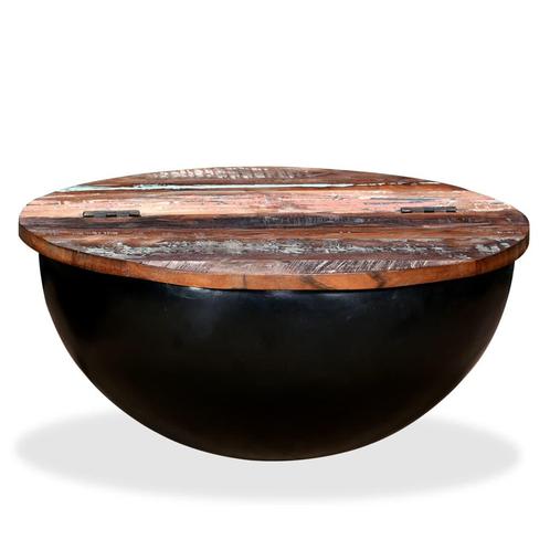 vidaXL Salontafel komvormig massief gerecycled hout zwart, Huis en Inrichting, Tafels | Salontafels, Nieuw, Verzenden