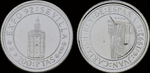 Spain 200 pesetas 1992 Proof Expo 92 Sevilla zilver, Postzegels en Munten, Munten en Bankbiljetten | Toebehoren, Verzenden