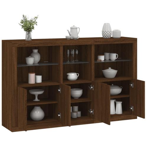 vidaXL Dressoir met LED-verlichting 162x37x100 cm bruin, Huis en Inrichting, Kasten | Dressoirs, Nieuw, Verzenden