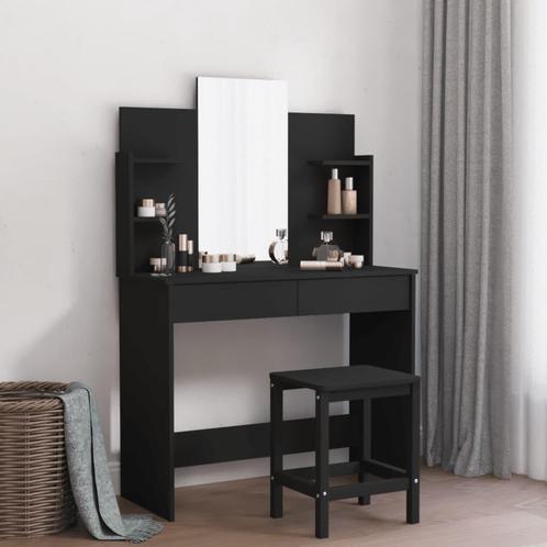 vidaXL Coiffeuse avec miroir noir 96x39x142 cm, Maison & Meubles, Tables | Coiffeuses, Neuf, Envoi