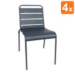 Stoelen | Staal | Grey | In-/Outdoor | Stapelbaar | 4 Stuks, Zakelijke goederen, Verzenden, Nieuw in verpakking