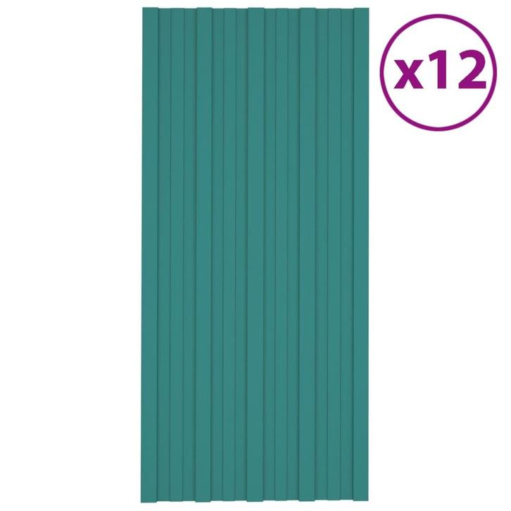 vidaXL Dakpanelen 12 st 100x45 cm gegalvaniseerd staal groen, Doe-het-zelf en Bouw, Dakpannen en Dakbedekking, Nieuw, Verzenden