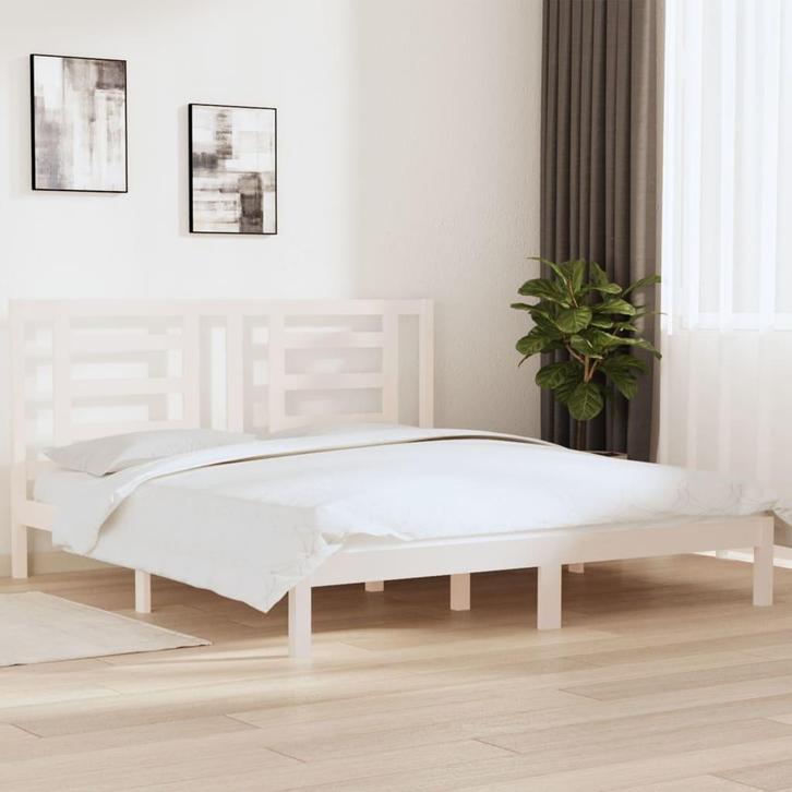 vidaXL Bedframe massief hout wit 180x200 cm, Huis en Inrichting, Slaapkamer | Bedden, Nieuw, Verzenden