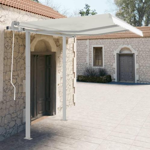 vidaXL Jeu de poteaux dauvent blanc 300x245 cm fer, Jardin & Terrasse, Parasols, Neuf, Envoi