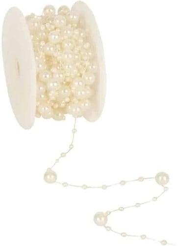 Parelketting Parelguirlande Ivory 3+8 mm rol 10 meter, Maison & Meubles, Accessoires pour la Maison | Plantes & Fleurs artificielles