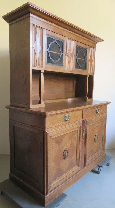 Buffetkast - Eik, Walnoot, Koper, Glas - Bezorging mogelijk, Antiek en Kunst, Antiek | Overige Antiek