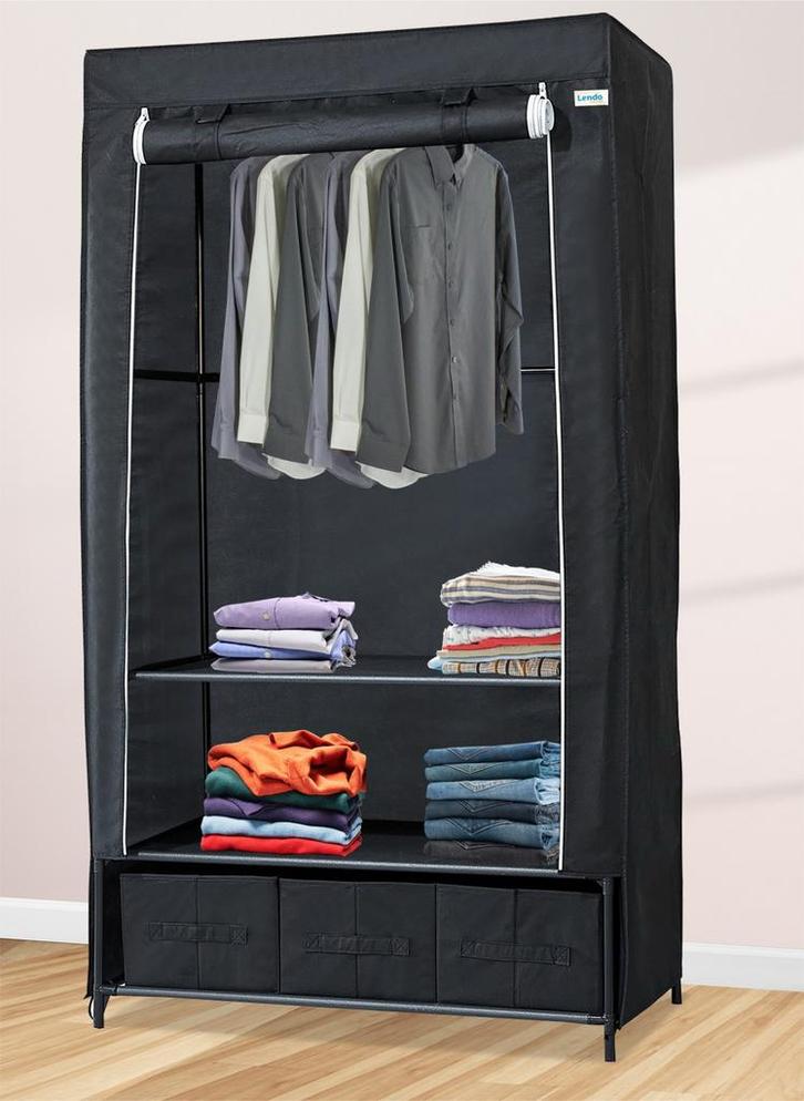 Lendo Online Armoire Pliable 3 Tiroirs 90x47x163 Acier Noir, Maison & Meubles, Armoires | Penderies & Garde-robes