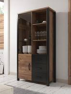 Vitrinekast - Zwart - Eiken - 101x43x191 Glazen kast - Glas, Huis en Inrichting, Kasten | Vitrinekasten, Verzenden, Nieuw, 50 tot 100 cm