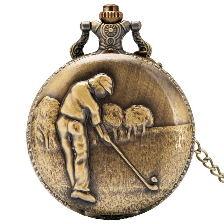 Fako - Zakhorloge - XXL - Golf - Ø 47mm - Bronskleurig, Handtassen en Accessoires, Horloges | Heren, Verzenden