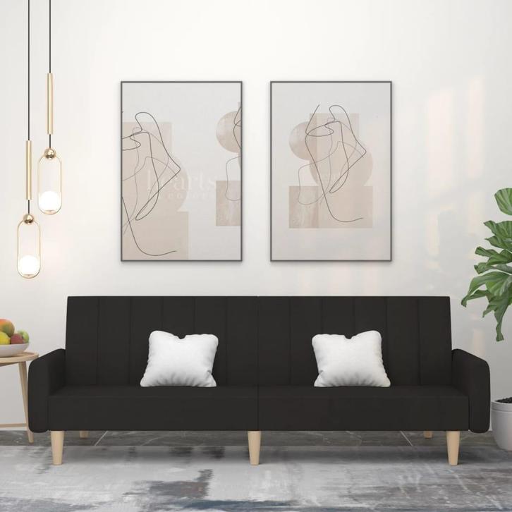 vidaXL Slaapbank 2-zits stof zwart, Maison & Meubles, Canapés | Salons, Envoi