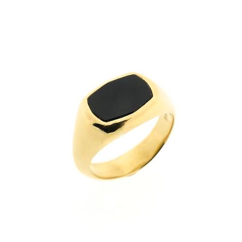 Gouden zegelring met onyx (herenring, heren, gouden ring), Handtassen en Accessoires, Ringen, Heer, Met edelsteen, Overige kleuren