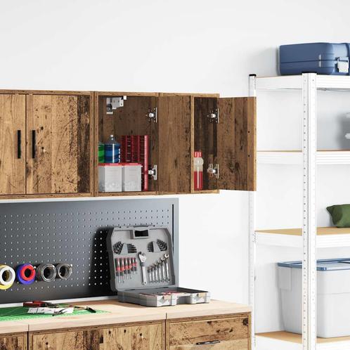 vidaXL Garage wandkasten 2 st bewerkt hout oud hout, Zakelijke goederen, Kantoor en Winkelinrichting | Magazijn, Stelling en Opslag