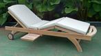 A-Kwaliteit Deluxe Teak Ligbed+Kussen FSC Teakhout AKTIE, Tuin en Terras, Nieuw, Teakhout, Loungeset, Stoel