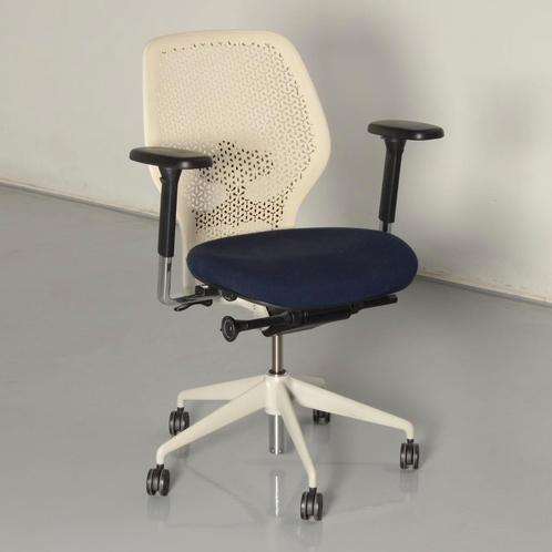 Orangebox ARA-EBA bureaustoel, blauw / wit, 3D armleggers, Maison & Meubles, Chaises de bureau, Enlèvement ou Envoi