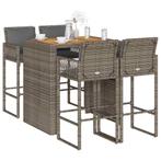 vidaXL 5-delige Tuinbarset met kussens poly rattan acacia, Tuin en Terras, Verzenden, Nieuw