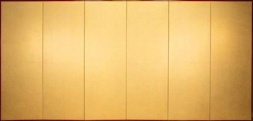 Paravent Bybu - Bois, Or, Papier, Poussière dor - Un, Antiek en Kunst, Antiek | Overige Antiek