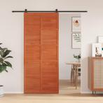 vidaXL Schuifdeur 90x208 cm massief grenenhout wasbruin, Doe-het-zelf en Bouw, Deuren en Vliegenramen, Verzenden, Nieuw