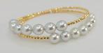 Bracelet - 18 carats Or jaune - Perles Akoya 7x7,5 mm, Handtassen en Accessoires, Antieke sieraden