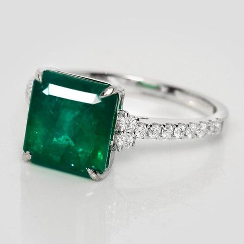 Zonder Minimumprijs - Ring - 14 karaat Witgoud, IGI 3,88ct, Handtassen en Accessoires, Ringen