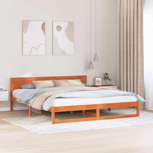 vidaXL Bedframe met hoofdeinde Bruin 180 x 200 cm Massief, Huis en Inrichting, Slaapkamer | Bedden, Nieuw, Verzenden