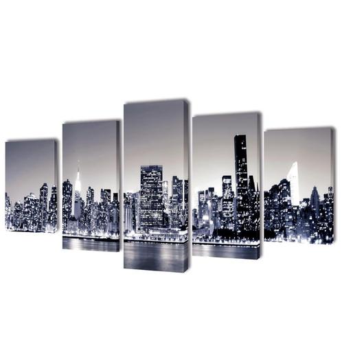 vidaXL Canvas muurdruk set monochroom New York skyline 100 x, Collections, Posters & Affiches, Envoi