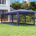 vidaXL Partytent met 8 mesh zijwanden 3x9 m HDPE blauw, Tuin en Terras, Partytenten, Verzenden, Nieuw