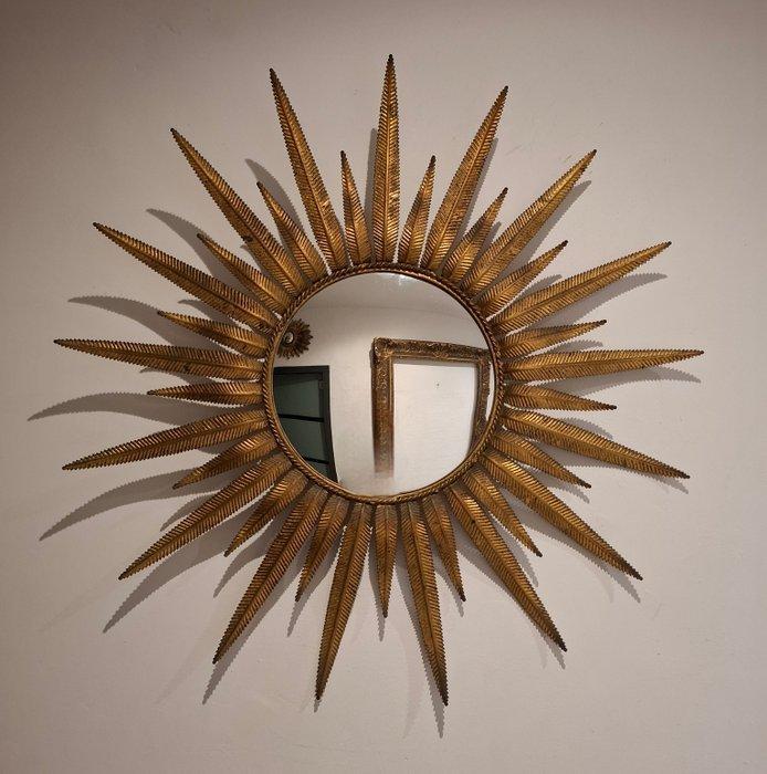 Spiegel - Messing - Zonnespiegel XXL 80 cm, Antiek en Kunst, Curiosa en Brocante