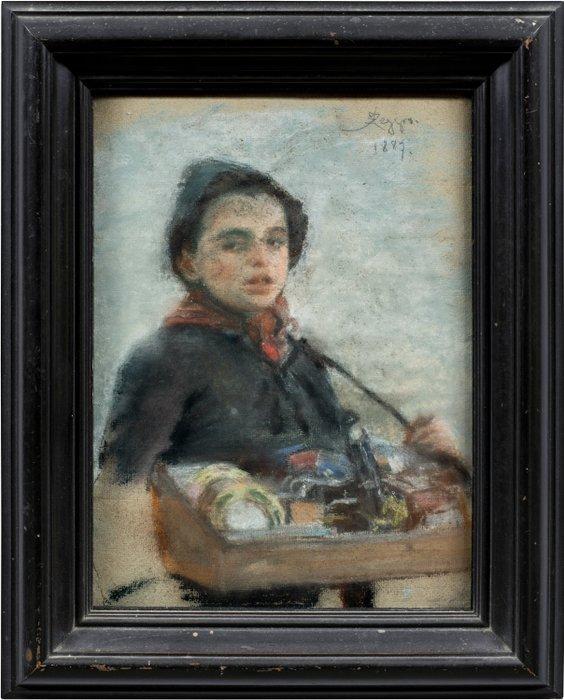 Alessandro Zezzos (1848-1914) - Portrait of a Young Salesman, Antiquités & Art, Art | Peinture | Classique