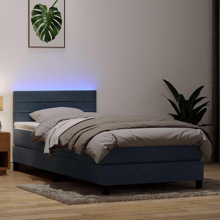 vidaXL Boxspring met matras en LED fluweel donkergrijs, Huis en Inrichting, Slaapkamer | Bedden, Nieuw, Verzenden