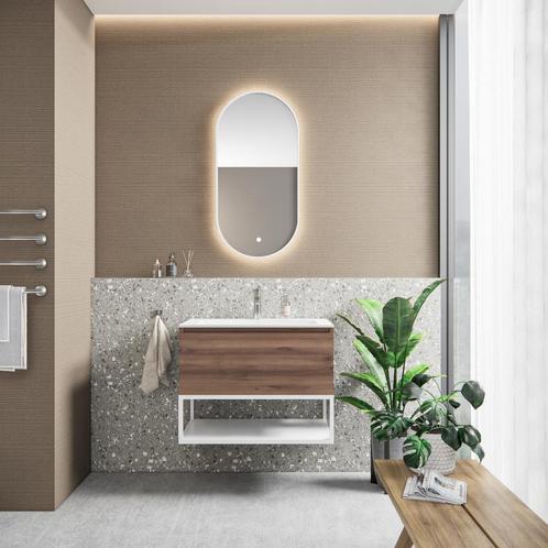 Badkamermeubelset BWS Anubis Frame 70cm 1 Lade Sonama Brown, Doe-het-zelf en Bouw, Sanitair, Bad, Nieuw, Ophalen of Verzenden