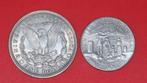 États-Unis. Morgan Dollar 1921 & Half Dollar 1986 (2 Munzen), Postzegels en Munten