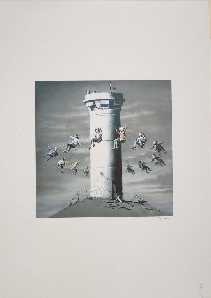 Banksy Offset Lithografie, 50×70 cm, Gecertificeerd, Antiek en Kunst, Kunst | Litho's en Zeefdrukken