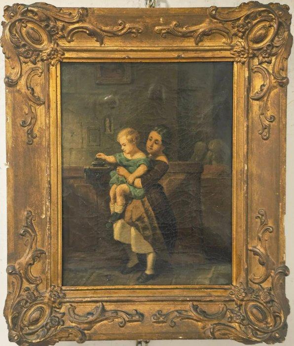 Italiaanse school (XIX) - Il piccolo benefattore, Antiek en Kunst, Kunst | Schilderijen | Klassiek