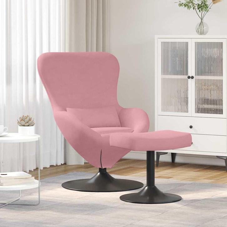 vidaXL Ei Stoel met Voetensteun Roze 63 x 73 x 90 cm Fluweel, Huis en Inrichting, Fauteuils, Nieuw, Verzenden
