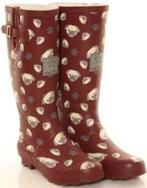 Bordeaux rode rubberen dames regenlaarzen met mopshond pr..., Verzenden, Nieuw