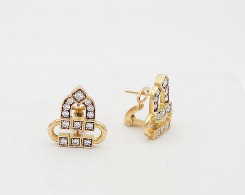 Boucles doreilles - 18 carats Or jaune Diamant (Naturelle), Handtassen en Accessoires, Oorbellen