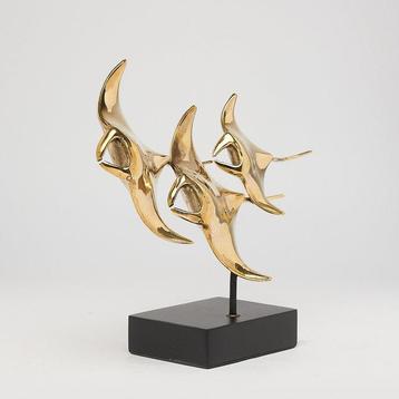 Sculpture, Bronze sculpture of a Manta Ray family - 22 cm -