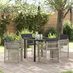 vidaXL Tuin Eettafel Set 5 pcs Lichtgrijs Poly rattan, Verzenden, Nieuw