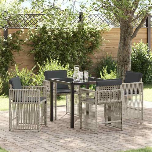 vidaXL Tuin Eettafel Set 5 pcs Lichtgrijs Poly rattan, Tuin en Terras, Tuinsets en Loungesets, Nieuw, Verzenden