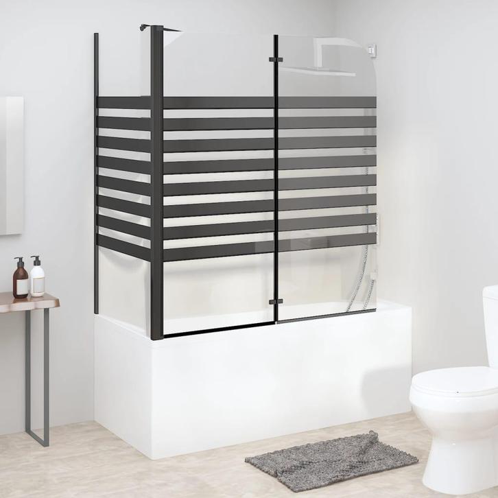 vidaXL Badwand gestreept 120x68x130 cm gehard glas, Doe-het-zelf en Bouw, Sanitair, Nieuw, Verzenden