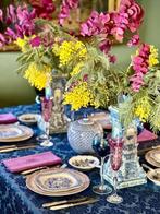 Tafelkleed voor grote tafels, blauw damast - Tafelkleed  -, Huis en Inrichting, Nieuw