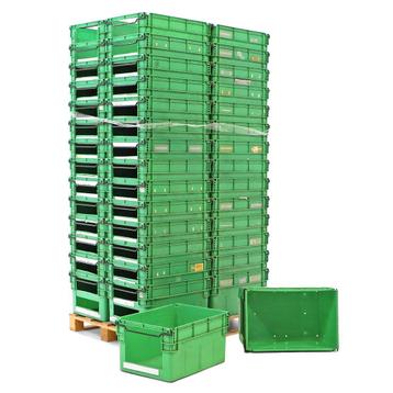 Gebruikte Stapelbare, nestbare bakken 1 korte zijde open, Ophalen of Verzenden