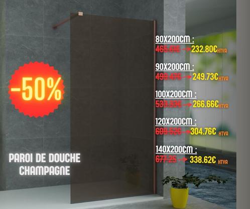 Paroi de douche en verre champagne en PROMO !, Doe-het-zelf en Bouw, Sanitair