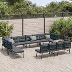 vidaXL 8-delige Tuinbankenset met kussens gepoedercoat staal, Tuin en Terras, Verzenden, Nieuw