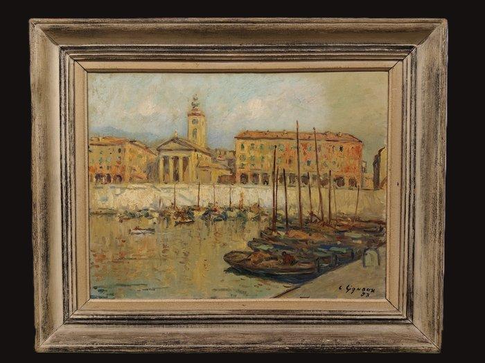 Ludovic Signoux (1912-?) - Veduta dal porto verso Place de, Antiek en Kunst, Kunst | Schilderijen | Klassiek